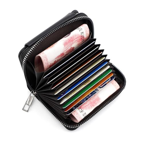Image of Leather Card Wallet,11 Card Slot 2025 Organ Style,Double Magnetic Buckle,Large Capacity PU Leather Card Wallet for Men and Women,Trifold Card Holder Case (Brown)