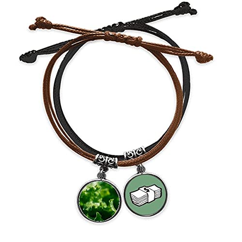 Pulsera cuerda mano cadena cuero hojas tiernas para fotografía naturaleza y moda botánica urbana