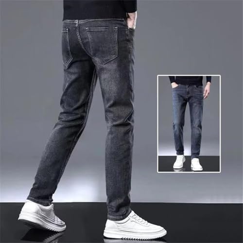 Men Slim Fit Straight Denim Pants Classic Commute Business Denim Trousers Soft Work Thin Jeans2