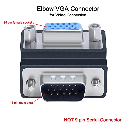 Adaptador VGA ángulo recto 15 pines macho a hembra miniatura 3