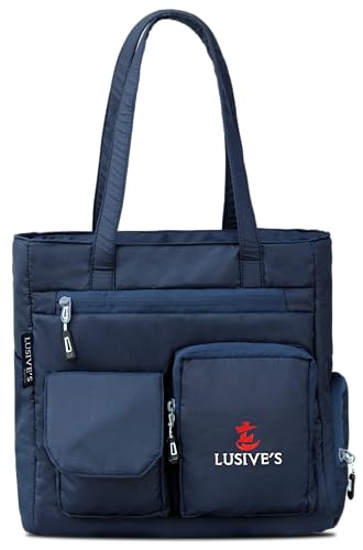 Image of Lusive's Double Pocket Handbag for Women: Stylish, Ideal Companion for Work, Travel, Polyester Material, Spacious 10-liter Capacity, 6 Pockets.