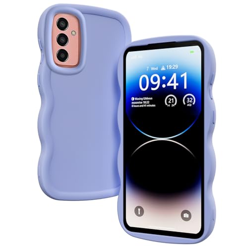 XINYEXIN Funda para Samsung Galaxy M13 4G / Galaxy M23 5G, Carcasa Marco de Ondas Forma Rizado Linda Silicona Líquida Antigolpes Bumper Case Cover - Violeta