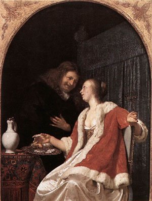 Peinture à l'huile d'art Frans Van Mieris 1661 toile haut de gamme 20 x 24 pouces