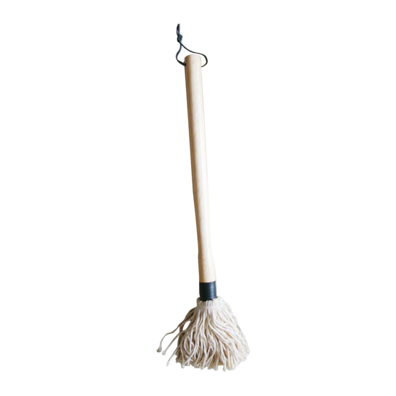 TOYANDONA 2Pcs Barbecue Mop with Long Hardwood Handle Cotton Fiber Head for Basting Sauces Marinades for Grilling Roasting Meats Includes Replacement Mop Heads