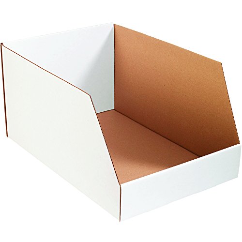 Image of BOX USA Open Top Bin Boxes Jumbo 16 inchL x 24 inchW x 12 inchH White 25-Pack, for Shipping, Moving, Mailing, Packing, Packaging and Storage