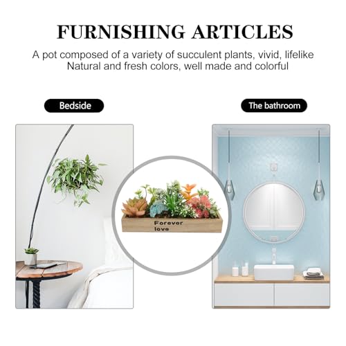 Plante artificielle réaliste en pot de bois Holibanna déco de table - 8