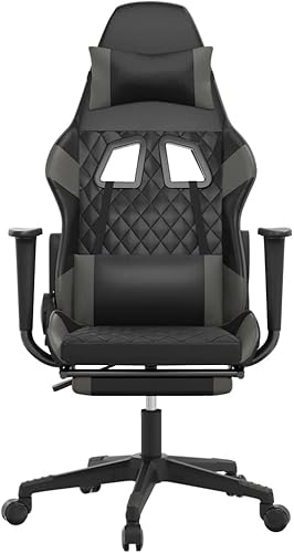 Miniatura 4 de Sillas - Silla de juegos Racer, silla de oficina para jugadores, silla de estudio, silla de juegos de masaje con reposapiés, piel sintética negra y