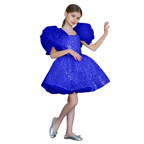 Sequin Flower Girl Dress Puffy Layers Birthday Party Dress Knee Length Burgundy Princess Birthday Party for Girls TJ16