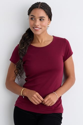 Women's Luxe 100% Organic Pima Cotton Short Sleeve Jewel Neck Tee2
