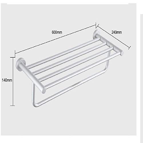 Porte-serviettes mural multifonctionnel double couche argenté avec support - 8