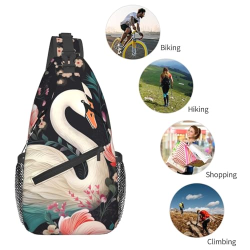 Bolso cruzado para hombre y mujer estilo floral negro miniatura 6