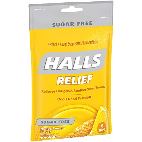 Halls Relief Honey Lemon Sugar Free Cough Drops, 25 Drops #TOP2