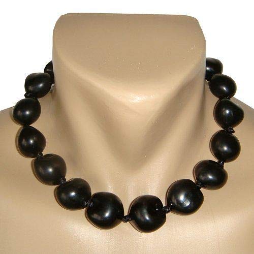 Hawaiian Kukui Nut Black Shell 18 Inch Choker Necklace2