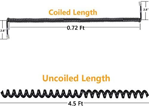 Uvital 4 Pack Phone Cord for Landline, RJ9 4P4C Coiled 0.8Ft / Uncoiled 4Ft Telephone Handset Cord, Black Landline Phone Line Cable - 1