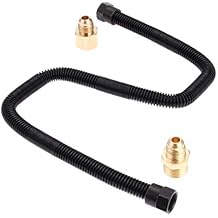 Aupoko 24" Non-Whistle Flexible Flex Gas Line Connector Kit, 3/8" Male Flare x 1/2" Male NPT Fitting end, 3/8" Male Flare x 1/2" Female NPT Fitting, Fit for LPG & NG Propane Fire Pit Hose & Fireplace