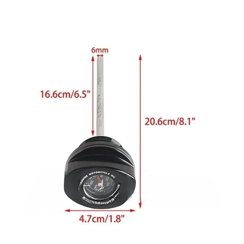 Accesorios para Motos Varilla Medidora Temperatura Aceite Motorbike Motor Tapa Depósito con Medidor Aceite Varilla(Black)