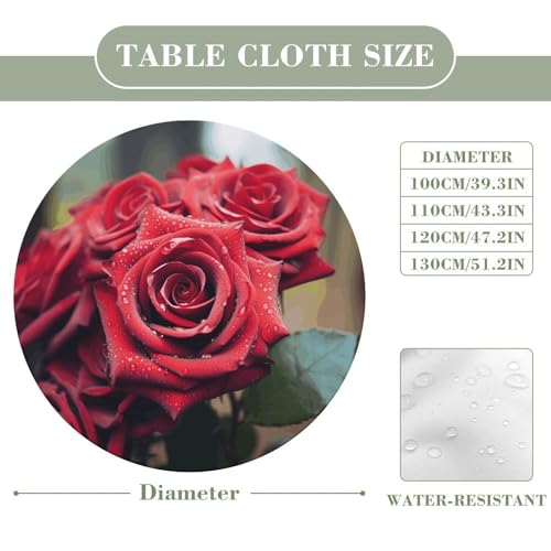 Nappe ronde rose rouge lavable pour protéger la table de cuisine