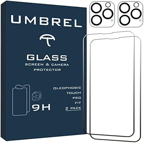 Umbrel — [Double Pack] Screen Protector for iPhone 13 Pro Max - 6.7 inch, [2 Pack Tempered Glass Screen Protector] & [2 Pack Camera Lens Protector], Easy Installation, Case Friendly, Ultra Thin, HD, 9H Hardness