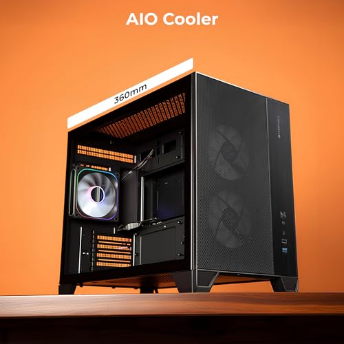Image of Zebronics Cube Gaming PC Cabinet, mATX /ITX Compatibility, 360mm Radiator Support, PWM ARGB Fan Setup, Tempered Glass Panel, Magnetic Dust Filter, Dual Chamber Layout (Mercury 20, Black)