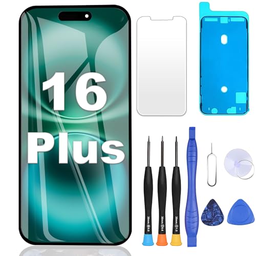 ZOETEC Screen Replacement for iPhone 16 Plus LCD [Support Face ID] Full HD Retina Display Touch Screen Digitizer Frame Assembly with Repair Tools Kit