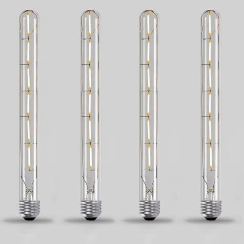 DESHOME Ampoule longue E27 Ampoules tubulaires 6W LED à vis Edison non dimmable 2700K blanc chaud, verre transparent, pour suspension rustique, maison,...