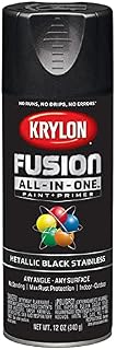 6-Pack of 12 oz Krylon K02790007 Black Stainless Fusion All-In-One Paint & Primer Spray Paint, Metallic