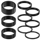 Larrel 9 Stück Fahrrad Vorbau Spacer, 5 Größen 15/10/5/3/2 mm Höhe Aluminium Fahrradlenker Abstandshalter Lenkererhöhung Fahrradgabel Steuersatz Spacer für Vorbau Mountainbike Rennrad Lenker