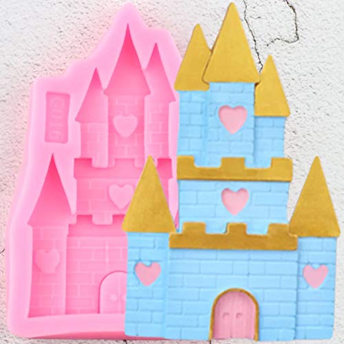 JLZK Princesse château moules en Silicone Bricolage Chocolat Bonbons Biscuit Moule de Cuisson Anniversaire Cupcake Topper Outils de décoration de gâteau