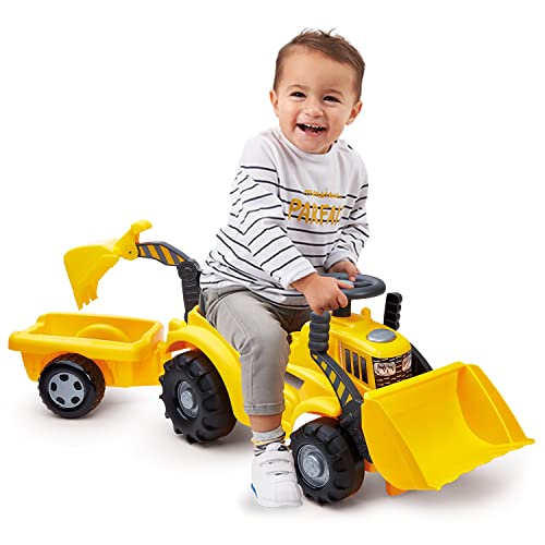 Porteur tracto pelle avec remorque Ecoiffier, le cadeau idéal pour enfant de 1 an