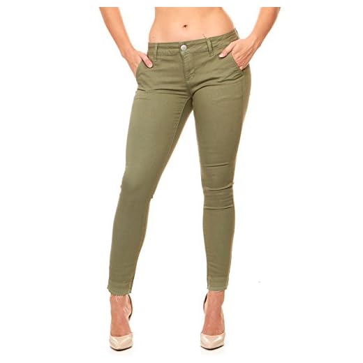 V.I.P. JEANS Women's Cute Slant Pocket Skinny Pant Trousers Work or Casual, Olive Green, 3