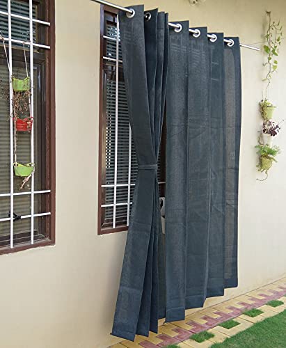 FREDDO HDPE Fabric 90% Sun Blockage Indoor and Outdoor Eyelet Curtains UV and Heat Protection for Balcony and Window, Grey Color, 4.5 ft X 7 ft, Pack of 2 Pieces