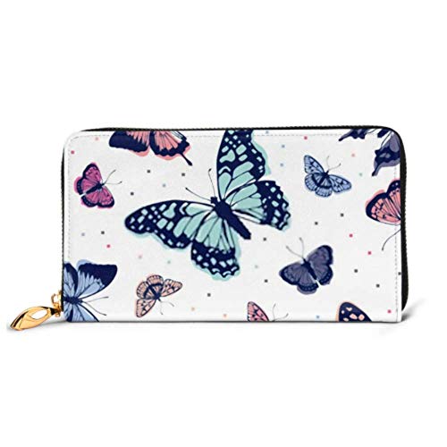 Preisvergleich Produktbild JHGFG Mode Handtasche Reißverschluss Brieftasche Vektor Schmetterlinge Muster Zusammenfassung Nahtloser Hintergrund Telefon Kupplung Geldbörse Abendkupplung Blockieren Leder Brieftasche MUL