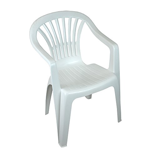 CrazyGadget Plastic Garden Low Back Chair Stackable Patio Outdoor Party Seat Chairs Picnic White
