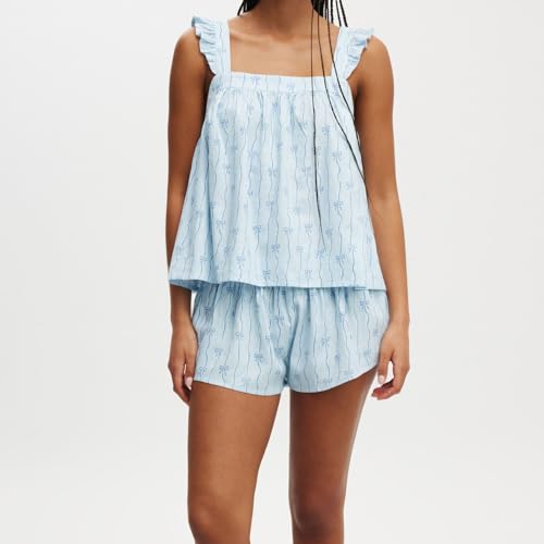 Women Cute Ruffle Pajama Set 2 Piece Summer Pjs Floral Print Cami Top and Shorts Sleepwear Lounge Sets2