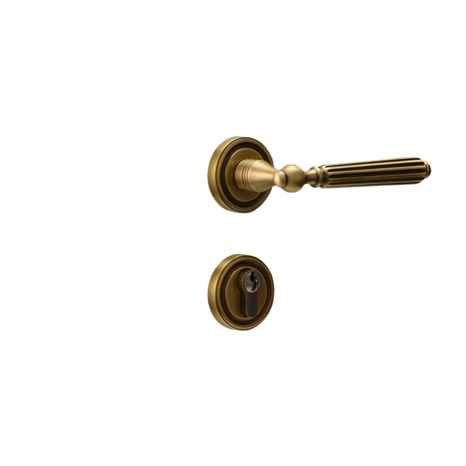Serrure de porte magnétique et poignée intérieure bois bronze brossé