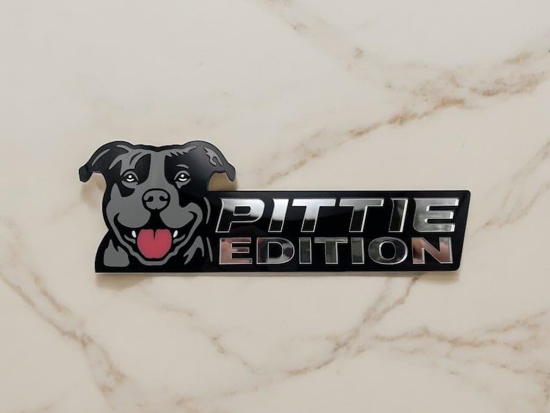 Image of Dog Edition Car Badges Laser Cutting 3D Badge Automotive Decals Stickers for Truck Rv Boat Exterior Decoration, Funy Animal Decor Car Accessories Gifts (Smiling Pitbull)