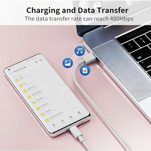 Image of 6A High Current USB A to Type C Cable, Premium TPE USB C Charging & Data Sync Cable, Reinforced Connectors, 1 Meter, Compatible with USB Type-C Smartphones, Tablets, Power Banks, White