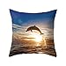 Zhouba Housse de coussin en forme de dauphin mignon marin pour canapé, lit, voiture, café, bureau