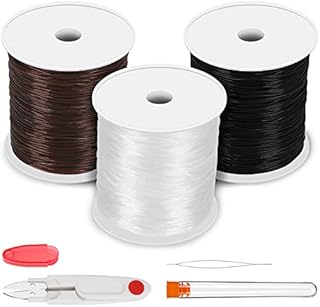 SANNIX 300M 3 Rolls 0.8mm Stretchy String for Bracelets, Elastic String Cord Rope for Jewelry Making Bracelet Necklace Beading Crystal Stretch Bracelet String Bead Cord (Black White Brown)