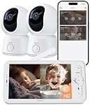 Arenti Baby Monitor 2 Cameras, Smart WiFi 6 Baby Cameras with 5-Inch Upgraded Wireless Display, 360° View, Auto-Night Vision, Temperature Sensor, Sound & Motion Detection, 2 Way Audio, VOX Mode (B2)