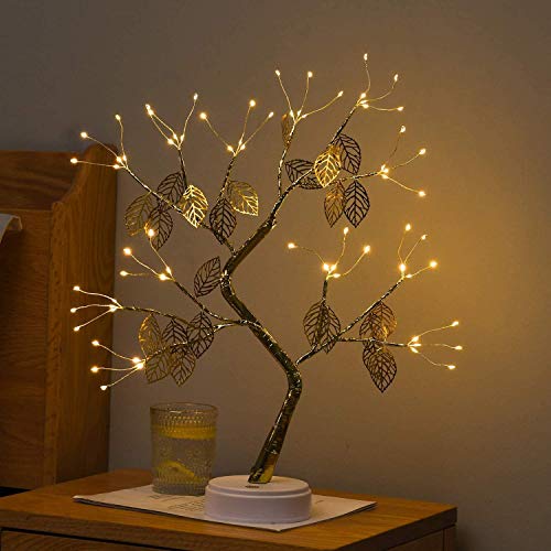 Lámpara LED para mesa bonsái de 45 cm, árbol de luz artificial LED, decoración USB y batería, con interruptor táctil,...