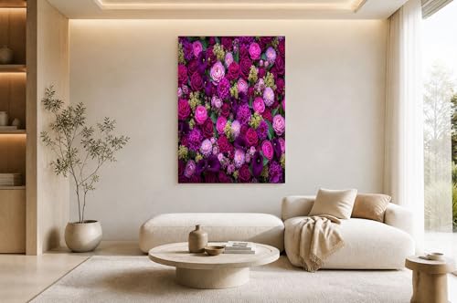 Plantes Et Fleurs Impression sur Toile Roses Romantiques Et Arums Tableau Décoration Image sur Toile Violet Foncé Bibliothèque Esthétique Tableau...