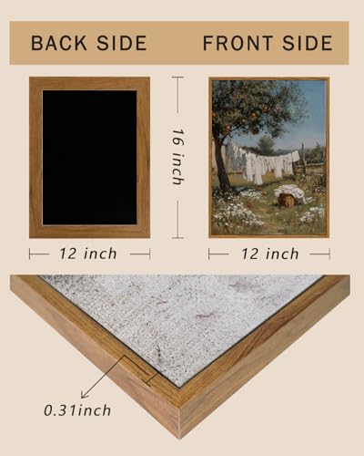 Image of ARPEOTCY Vintage Framed Canvas Wall Art, 12x16inch, Farmhouse Laundry Wall Decor, Country Art Prints Home Decorations, Country Landscape Paintings for Summer Laundry Room Shelf Decor