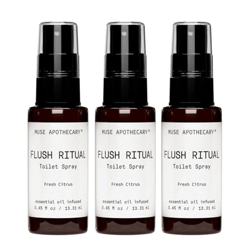 Image of Muse Apothecary Flush Ritual - Aromatic & Refreshing Toilet Spray, Use Before You Go, Infused with Natural Essential Oils - Fresh Citrus - Travel Size Mini Collection, 0.45 oz, 3 Pack