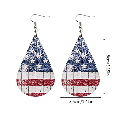Dressy Earrings For Women Usa American Flag Dangle Interesting Drop And Sunflowers Shape Bohemian Earrings For Women Patriotic 4Th Of July Independence Day Gift Star Stripes Wooden (A, One Size) #TOP2
