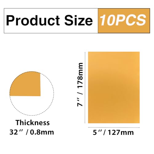 Image of 10Pcs Golden Anodized Aluminum Sheet 5 inch x 7 inch x 1 /32 inch (0.8mm) Corrosion-Resistant Metal Plates for Laser Engraving, DIY Crafting, Sign Making, Home Decor