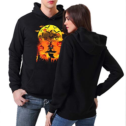 CapsA Halloween Costumes for Couples,Bone Hoodies Skeleton Halloween Costume, Pumpkin Print Sweatshirt Blouse