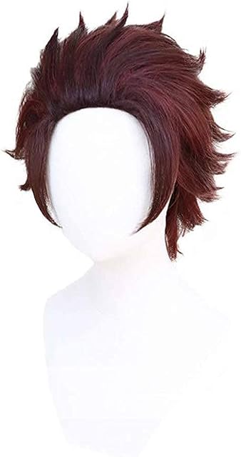 Anime Cosplay wig for Demon Slayer: Kimetsu no Yaiba Characters Play Cosplay Wigs with Free Wig Cap (Kamado Tanjirou)
