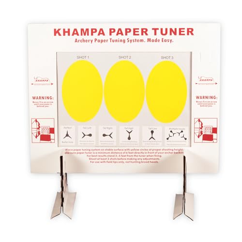 KHAMPA Paper Tuner for Archery Hunting | 12-Sheet Paper Tuning System for Accurate Arrow Flight Alignment | Archery Practice & Bow Tuning Accessory