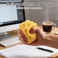 Cheese Squishy Cube Block, Squishy Fidget Toys for Adults, Easter Basket Stocking Stuffers, Sensory Stress Ball Squeeze Toys for Stress Relief (Yellow 2.4 in) — image 8